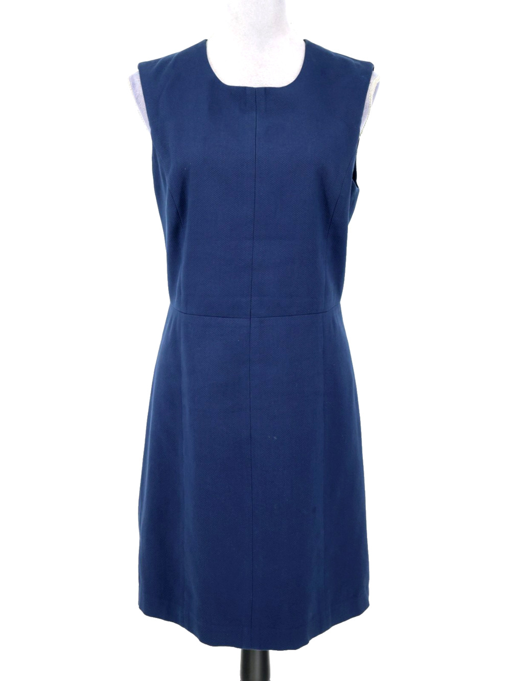 Theory Dress Womens 12 Blue Waffle Weave Stretch Cotton Back Zip Fit n Flare